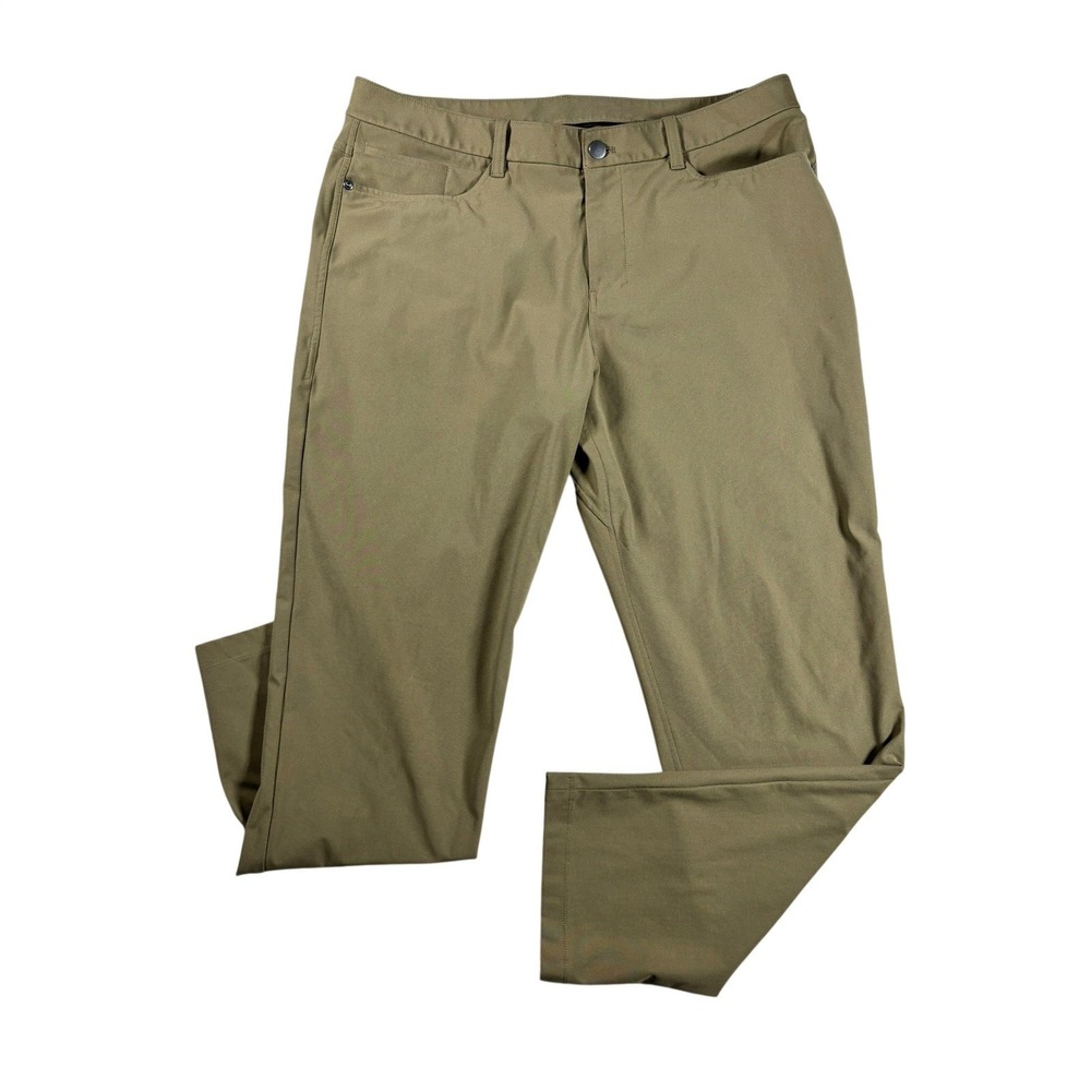 Lululemon Mens ABC Pant Classic Athletic Performance Tan Khaki Pants 35x31